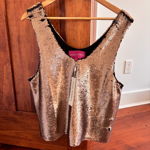 Heidi Merrick Sequin Ella Tank Top Bronze NWT - Picture 6 of 11